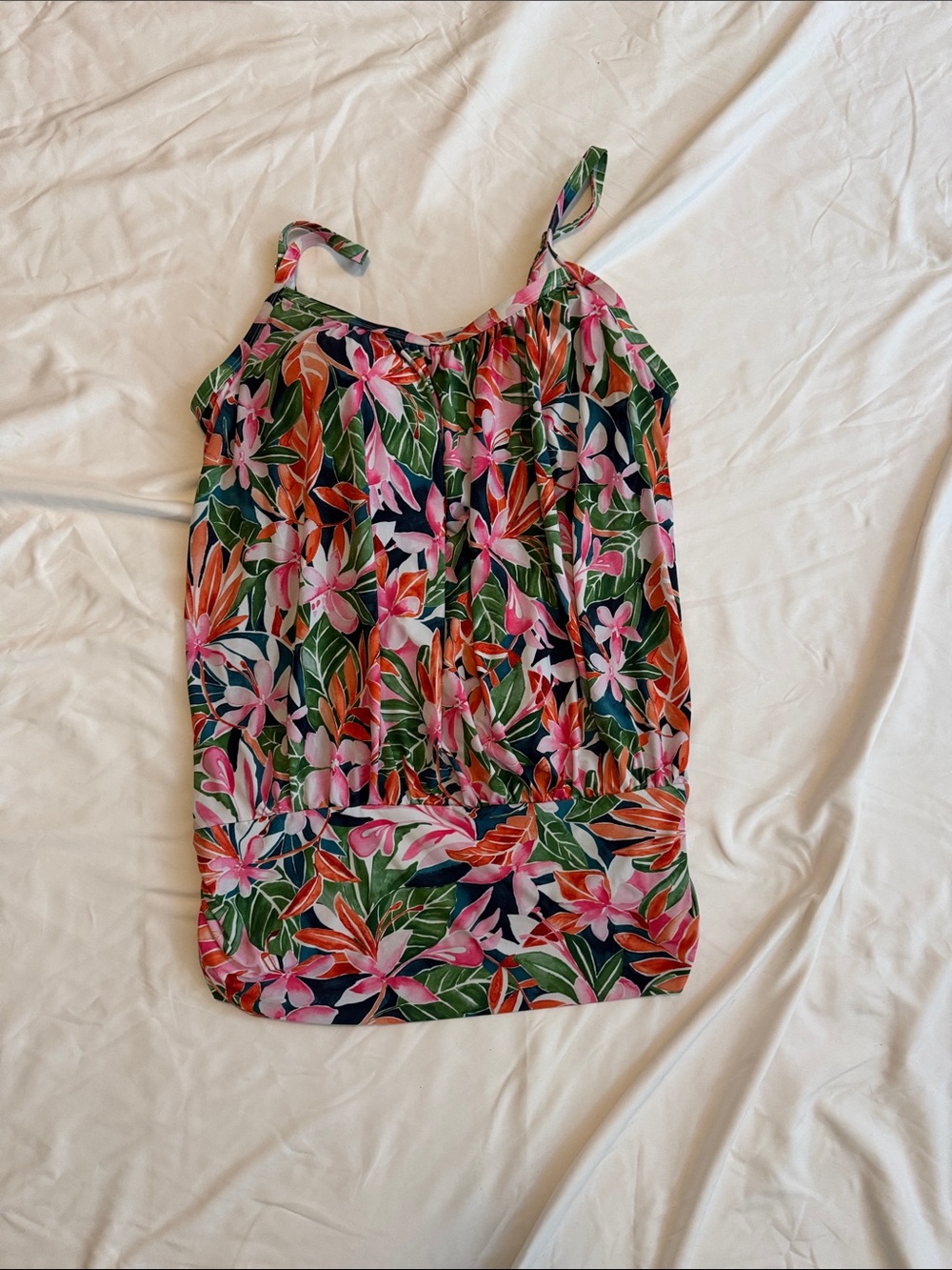 Swimsuits For All Tropical Floral Tank - Pink & Green